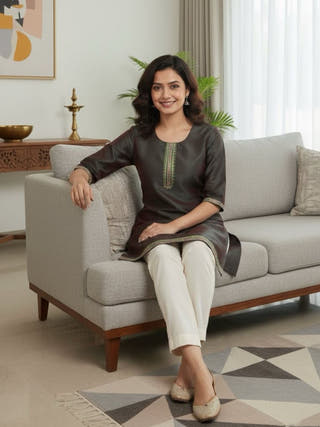 Kiran Mocha Shine Kurti