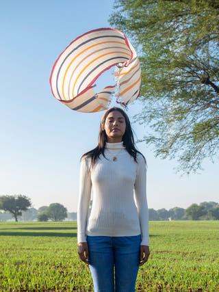 Handwoven Beige Multicolor Stripe Merino Wool Stole