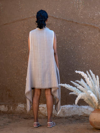 Handwoven Beige Pure Merino Wool Cape