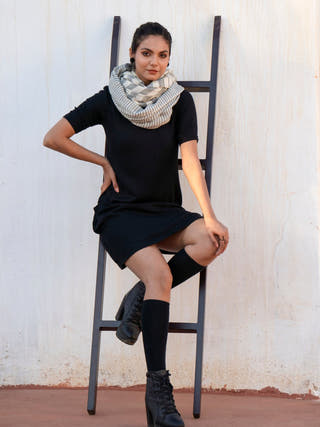 Handwoven Black Stripe Merino Wool Shawl