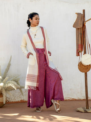 Handwoven Cream Merino Wool Cardigan