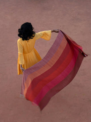Handwoven Maroon Multicolor Merino Wool Stole