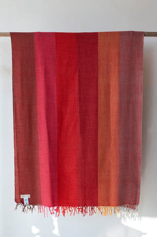 Handwoven Maroon Multicolor Merino Wool Stole