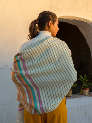 Handwoven Multicolor Merino Wool Shawl