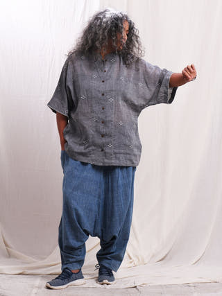 Hirak Cotton Jamdani Kimono Shirt Earth Route