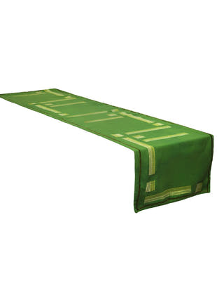 Hand Embroidered Table Runner Green