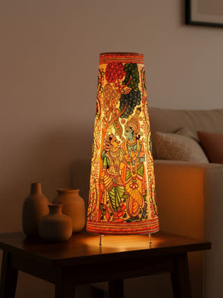 Krishna Hand Painted Parchment Leather Floor Lamp
