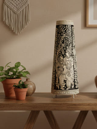 Hand Painted Parchment Leather Floor Lamp