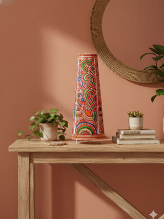 Peacock Hand Painted Parchment Leather Floor Lamp 