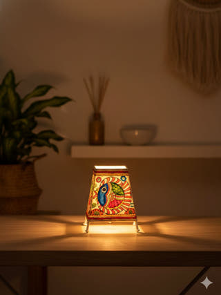 Fish Hand Painted Tholu Bommalata Small Table Lamp