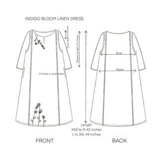Indigo Bloom Linen Set of Dress & Trouser