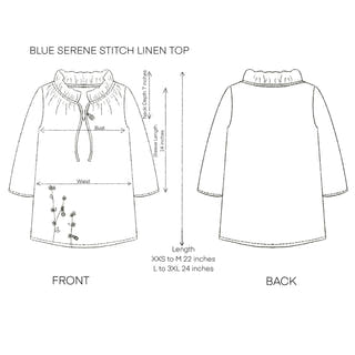 Indigo Serene Stich Linen Top & Trouser Set