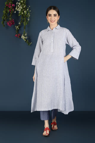 Blue Striped Kurta Co-Ord Set