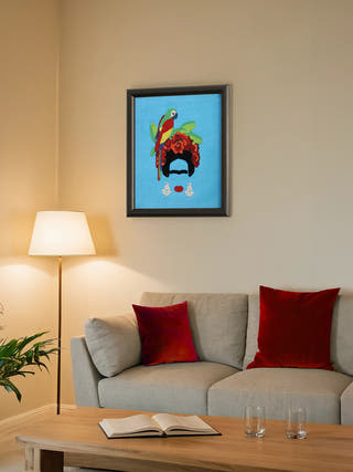 Blue Frida Wall Art - Unframed Juhi Malhotra 