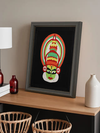 Black Kathakali Wall Art - Unframed Juhi Malhotra 
