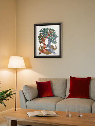 Elephants in Embrace Beneath the Tree of Unity