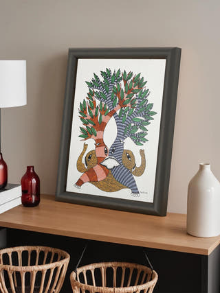 Elephants in Embrace Beneath the Tree of Unity