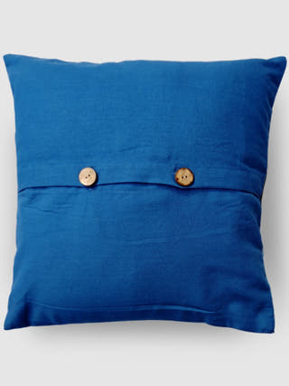Kingfisher Hand Embroidered Chainstitch Cushion Cover Blue Zaina