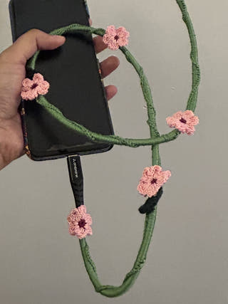 Pink Daisy Crochet Charging Cord C-C Cable
