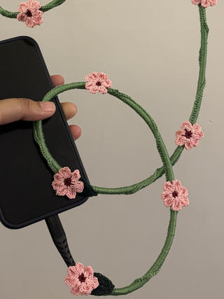 Pink Daisy Crochet Charging Cord C-Lightening Cable