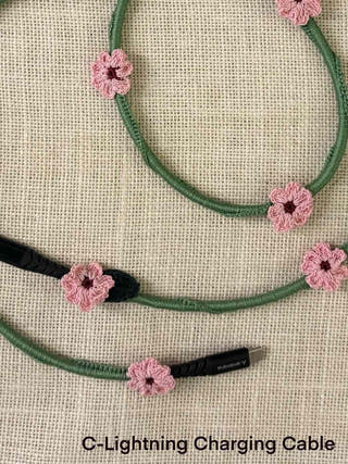 Pink Daisy Crochet Charging Cord C-Lightening Cable