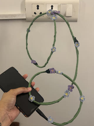 Blue Daisy crochet charging cord C-C Cable