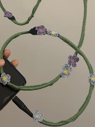 Blue Daisy crochet charging cord C-C Cable