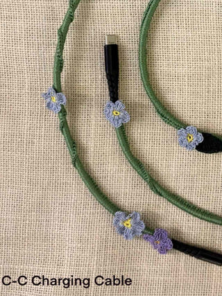Blue Daisy crochet charging cord C-C Cable