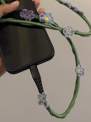 Blue Daisy Crochet Charging Cord C-Lightening Cable
