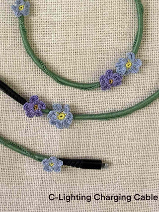 Blue Daisy Crochet Charging Cord C-Lightening Cable