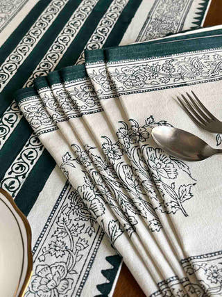 Blue Floral Table Placemats - Set of 6 Arras 