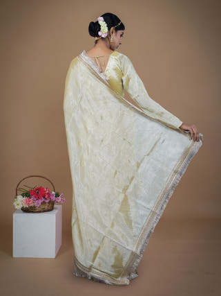 Tarang Neon Yellow Handwoven Tissue Saree