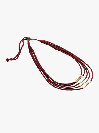 NecklaceMaroon Multistrand Patwa Thread Necklace with Metal Tube AccentsKaladoraFlourish Planet