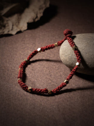 AnkletMaroon Patwa Thread Anklet with Metallic BeadsKaladoraFlourish Planet