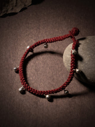 AnkletMaroon Patwa Thread Anklet with Metallic Ghungroo BeadsKaladoraFlourish Planet