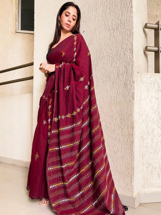 Maroon Kantha ForSarees