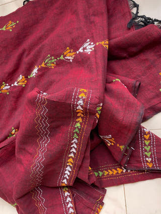 Maroon Kantha ForSarees