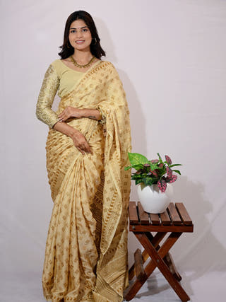 Gold Print Modal Silk Saree