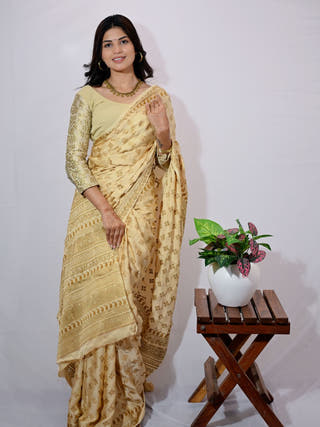 Gold Print Modal Silk Saree