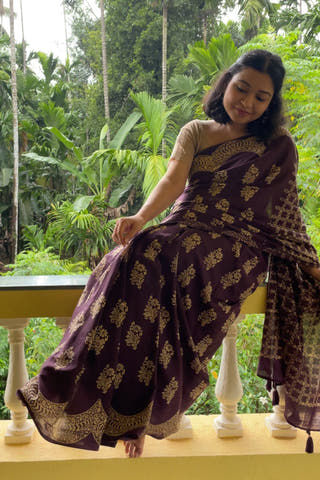 Shilp Mul Cotton Saree Purple