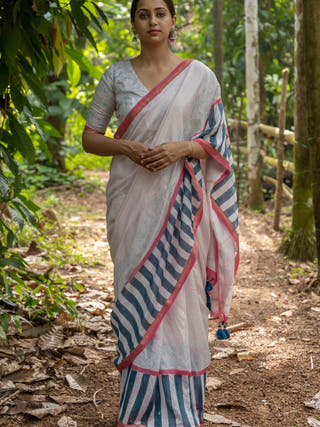 Paana Chanderi Saree Pink