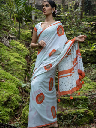 Popai Mul Cotton Saree Blue