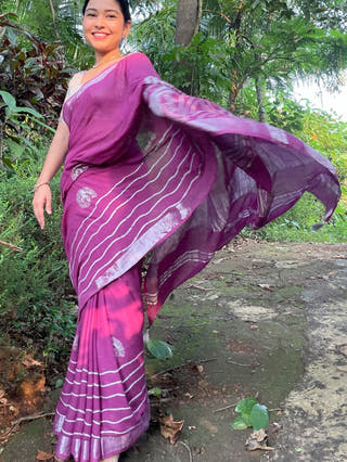Conchas Linen Saree Purple
