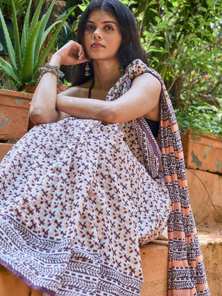 Chiu Chiu Mul Cotton Saree Wine