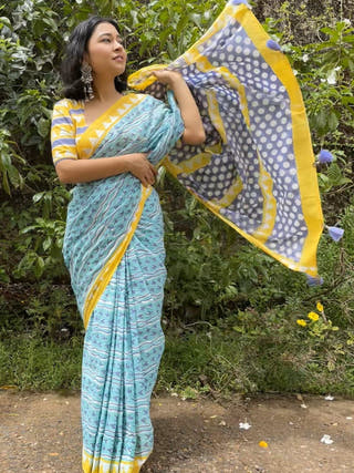 Sunbird Mul Cotton Saree Purple