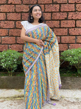 Janela Mul Cotton Saree Purple