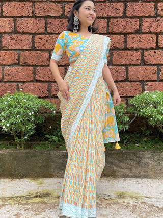 Kaularu Mul Cotton Saree Blue