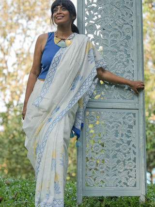 Mosaic Pink Mul Cotton Saree