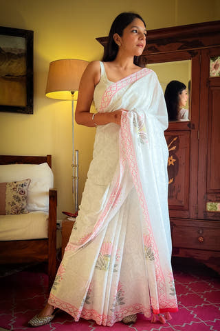 Mosaic Pink Mul Cotton Saree