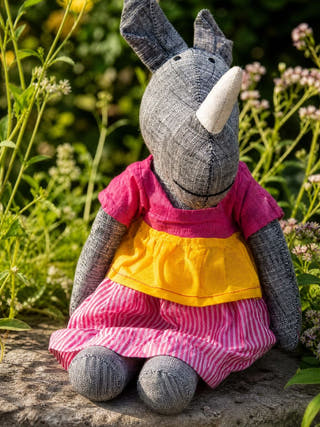 Hand Embroidered Mrs. Rhino